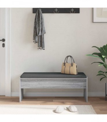 vidaXL Hall Bench with Cushion Grey Sonoma 103 x 38 x 40 cm