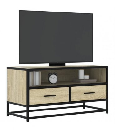vidaXL TV Cabinet Sonoma Oak 80x34.5x40 cm Engineered Wood and Metal