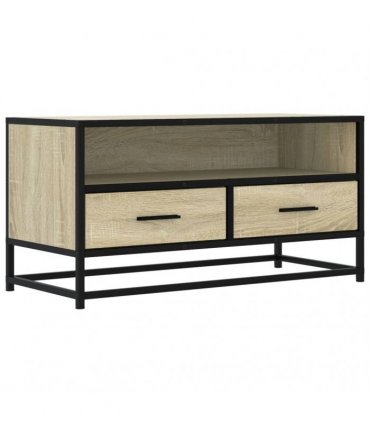 vidaXL TV Cabinet Sonoma Oak 80x34.5x40 cm Engineered Wood and Metal