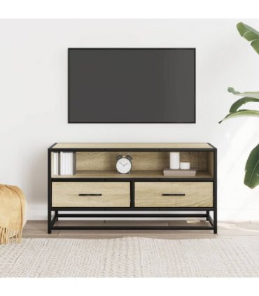 vidaXL TV Cabinet Sonoma Oak 80x34.5x40 cm Engineered Wood and Metal