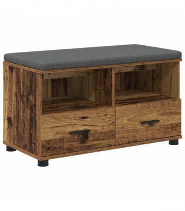 vidaXL Hall Bench Old Wood 80 x 38 x 46 cm Engineered Wood and Fabric