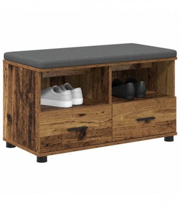 vidaXL Hall Bench Old Wood 80 x 38 x 46 cm Engineered Wood and Fabric
