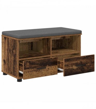 vidaXL Hall Bench Old Wood 80 x 38 x 46 cm Engineered Wood and Fabric