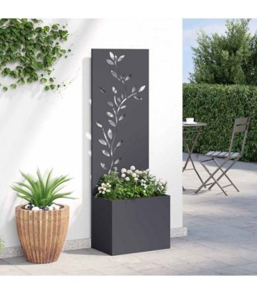 vidaXL Garden Privacy Screen Floral Anthracite 50 x 32 x 150 cm