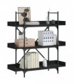 vidaXL Bookcase 3-Tier Black 100x33x108.5 cm Engineered Wood