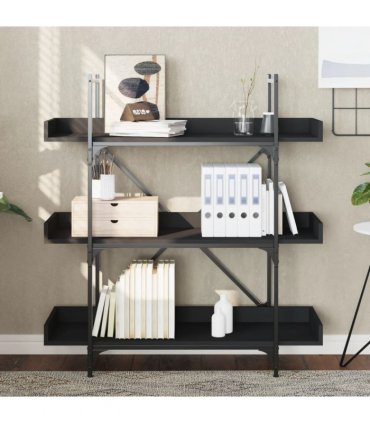 vidaXL Bookcase 3-Tier Black 100x33x108.5 cm Engineered Wood