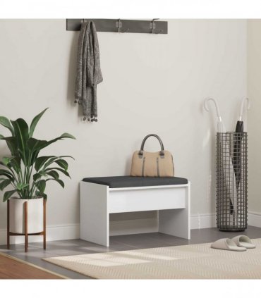 vidaXL Hall Bench with Cushion White 63 x 38 x 40 cm