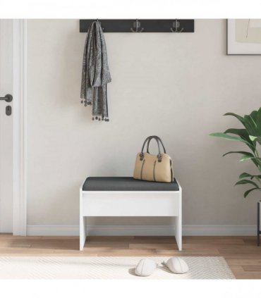 vidaXL Hall Bench with Cushion White 63 x 38 x 40 cm