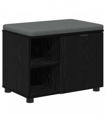 vidaXL Hall Bench Black Oak 60 x 38 x 46 cm Engineered Wood and Fabric