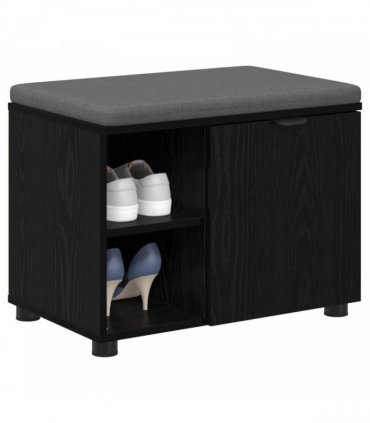 vidaXL Hall Bench Black Oak 60 x 38 x 46 cm Engineered Wood and Fabric