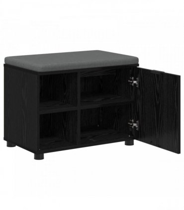 vidaXL Hall Bench Black Oak 60 x 38 x 46 cm Engineered Wood and Fabric