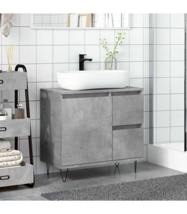 vidaXL Sink Cabinet Concrete Oak 65x33x60 cm Engineered Wood