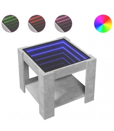 vidaXL Coffee Table with LED Concrete Grey 53x53x45 cm Engineered Wood