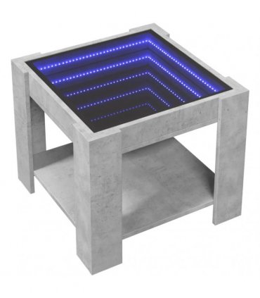 vidaXL Coffee Table with LED Concrete Grey 53x53x45 cm Engineered Wood