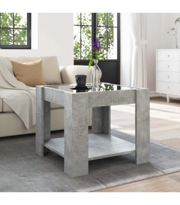 vidaXL Coffee Table with LED Concrete Grey 53x53x45 cm Engineered Wood