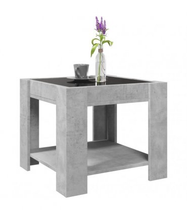 vidaXL Coffee Table with LED Concrete Grey 53x53x45 cm Engineered Wood