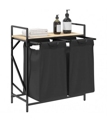 vidaXL Laundry Basket 2 Compartments with Shelf Sonoma Oak