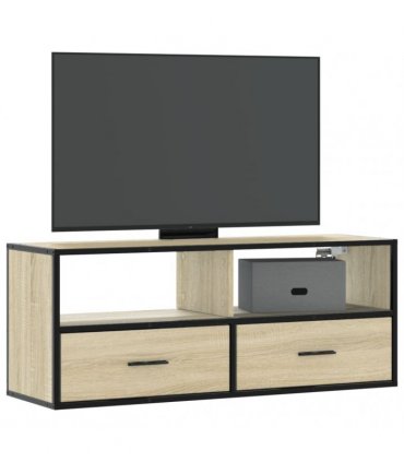 vidaXL TV Cabinet Sonoma Oak 100x31x39.5 cm Engineered Wood and Metal