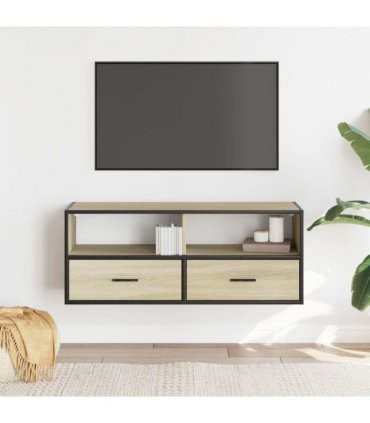 vidaXL TV Cabinet Sonoma Oak 100x31x39.5 cm Engineered Wood and Metal