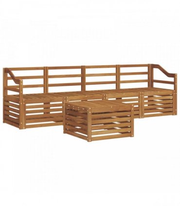 vidaXL Sofa Sets 5 pcs Natural Solid Acacia Wood