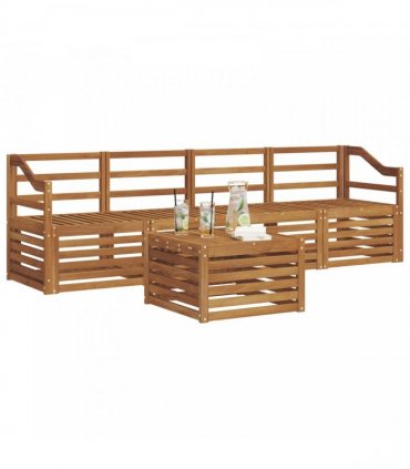 vidaXL Sofa Sets 5 pcs Natural Solid Acacia Wood