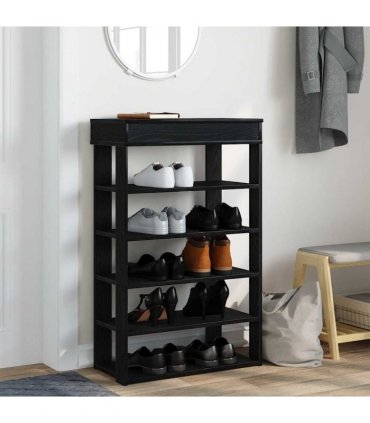 vidaXL Shoe Rack Black 60x30x98 cm Engineered Wood