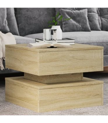 vidaXL Coffee Table with LED Lights Sonoma Oak 50x50x40 cm