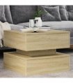 vidaXL Coffee Table with LED Lights Sonoma Oak 50x50x40 cm