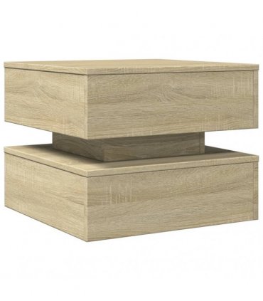 vidaXL Coffee Table with LED Lights Sonoma Oak 50x50x40 cm