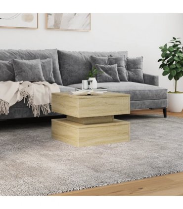vidaXL Coffee Table with LED Lights Sonoma Oak 50x50x40 cm