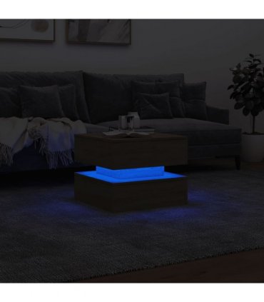 vidaXL Coffee Table with LED Lights Sonoma Oak 50x50x40 cm