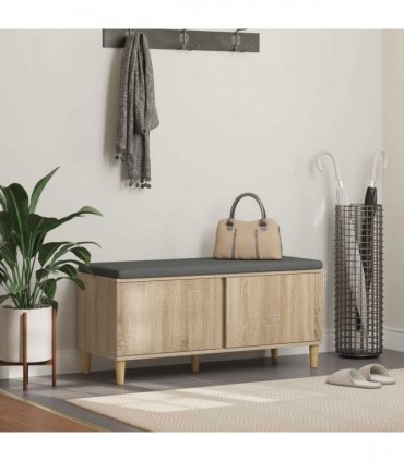 vidaXL Hall Bench with Cushion with Door Sonoma Oak 100 x 38 x 46 cm