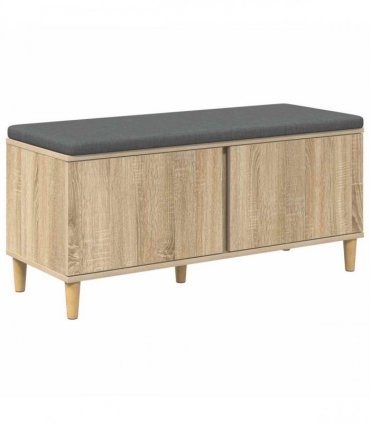 vidaXL Hall Bench with Cushion with Door Sonoma Oak 100 x 38 x 46 cm