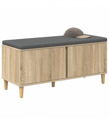 vidaXL Hall Bench with Cushion with Door Sonoma Oak 100 x 38 x 46 cm