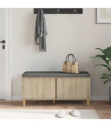 vidaXL Hall Bench with Cushion with Door Sonoma Oak 100 x 38 x 46 cm