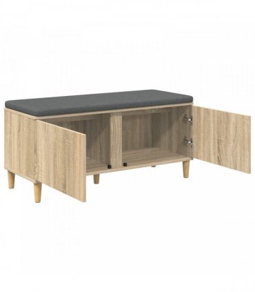 vidaXL Hall Bench with Cushion with Door Sonoma Oak 100 x 38 x 46 cm