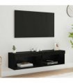 vidaXL TV Cabinet Set 2 pcs Black Oak 60 x 30 x 30 cm Engineered Wood