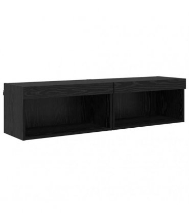 vidaXL TV Cabinet Set 2 pcs Black Oak 60 x 30 x 30 cm Engineered Wood