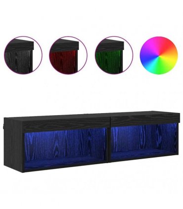vidaXL TV Cabinet Set 2 pcs Black Oak 60 x 30 x 30 cm Engineered Wood