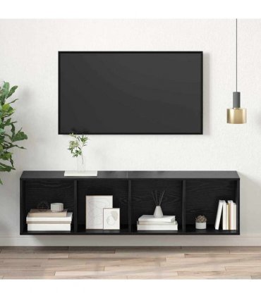 vidaXL TV Cabinet Set Black Oak 37 x 37 x 142.5 cm Engineered Wood