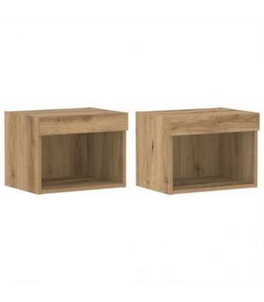 vidaXL TV Cabinet Set with LED 2 pcs Artisan Oak 40 x 30 x 30 cm