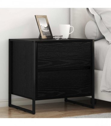 vidaXL Bedside Table 2 pcs Black Oak 50 x 39.5 x 50 cm Engineered Wood
