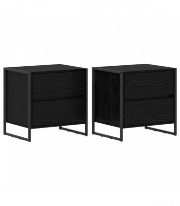 vidaXL Bedside Table 2 pcs Black Oak 50 x 39.5 x 50 cm Engineered Wood