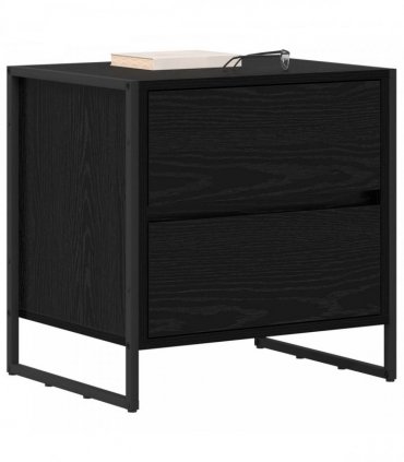 vidaXL Bedside Table 2 pcs Black Oak 50 x 39.5 x 50 cm Engineered Wood