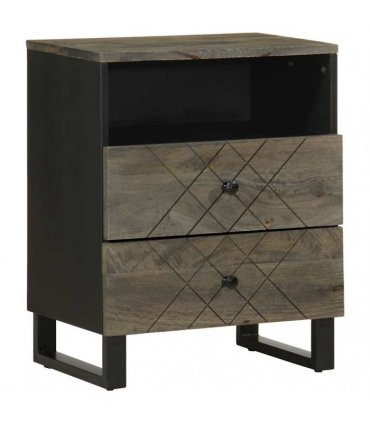 vidaXL Bedside Cabinet Black 50x33x62 cm Solid Wood Mango
