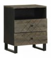 vidaXL Bedside Cabinet Black 50x33x62 cm Solid Wood Mango