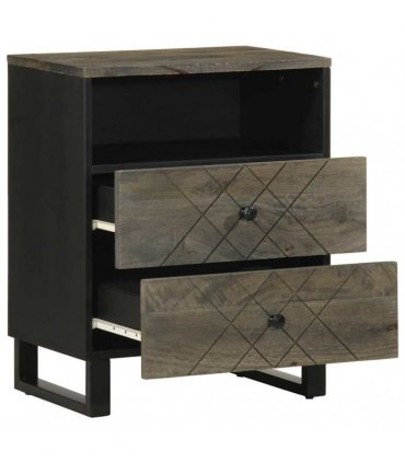 vidaXL Bedside Cabinet Black 50x33x62 cm Solid Wood Mango
