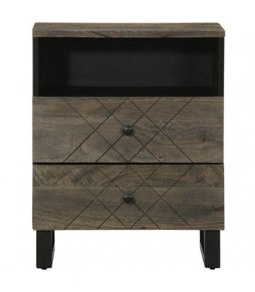 vidaXL Bedside Cabinet Black 50x33x62 cm Solid Wood Mango