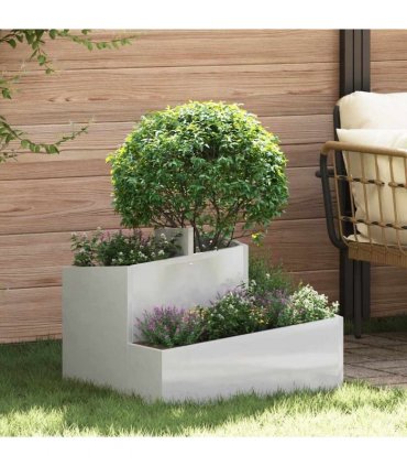vidaXL Garden Planter Silver 60 x 60 x 50 cm Stainless Steel