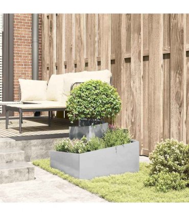 vidaXL Garden Planter Silver 60 x 60 x 50 cm Stainless Steel
